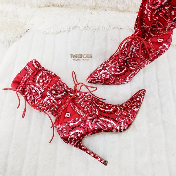 Drawstring 4" Stiletto High Heel Mid Calf Boots 8.5 LAST ONE - Picture 2 of 11